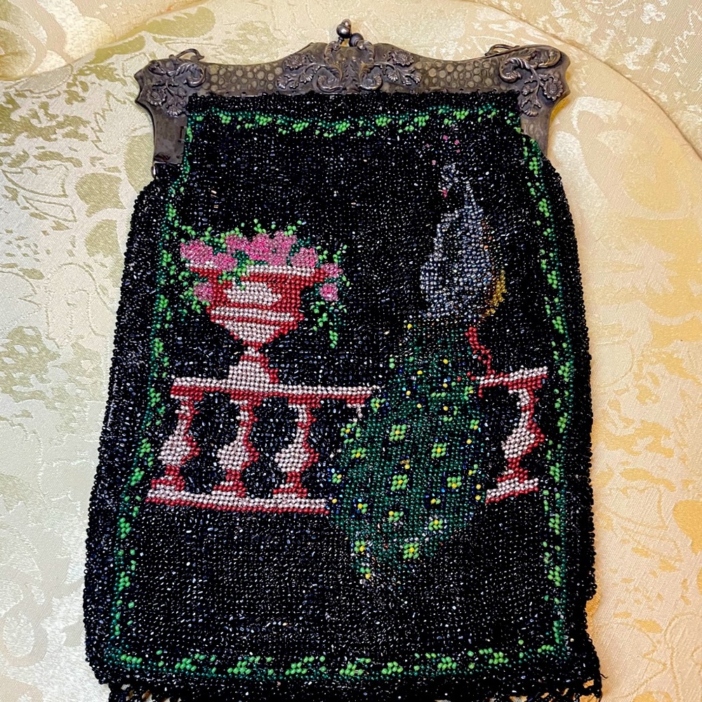 Vantage beaded peacock purse